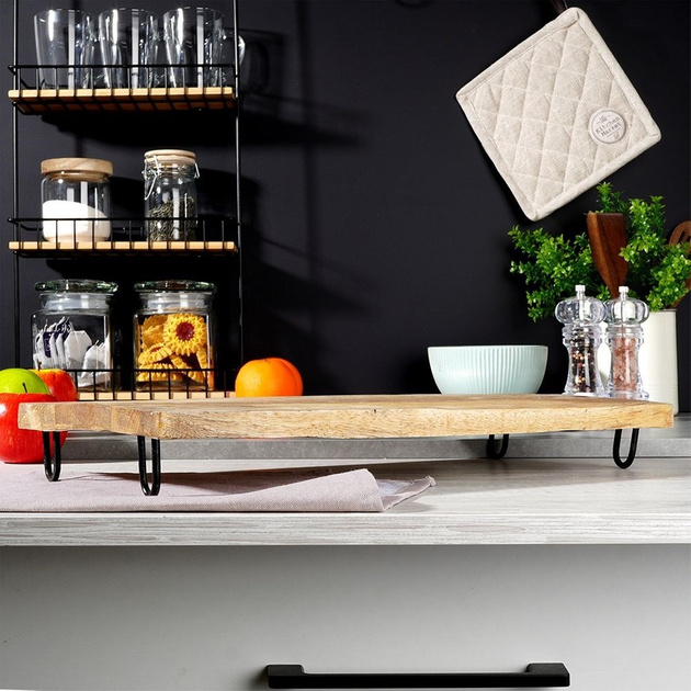 Deska do serwowania Vilde drewniana na nóżkach Beżowa 49 x 25 cm (8719987023361) - obraz 8