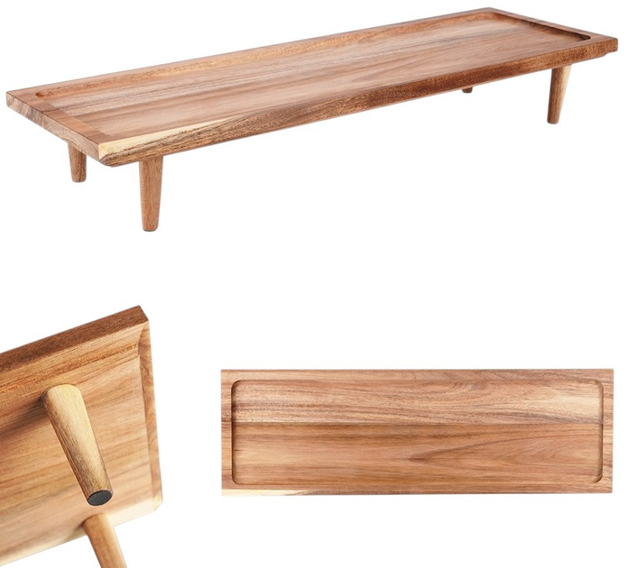 Deska do serwowania Excellent Houseware drewniana na nóżkach Beżowa 55 x 18 cm (8720573551847) - obraz 3