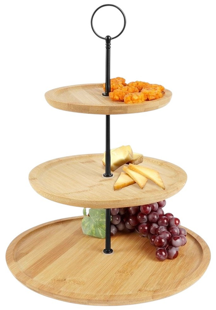 Підставка Excellent Houseware бамбукова 3-рівнева Коричнева 35 см (8721037069441) - зображення 2