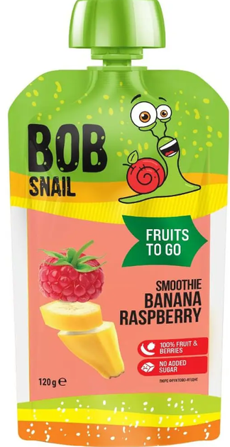 Пюре фруктове Bob Snail Смузі Банан- Малина пастеризоване 120 г - зображення 2