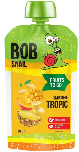Пюре фруктовое Bob Snail Смузи Банан-Ананас-Манго пастеризованное 120 г - изображение 5