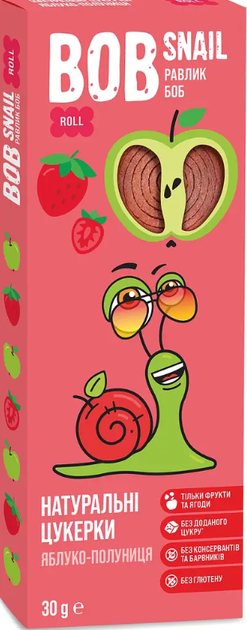 Натуральні фруктові цукерки Bob Snail Яблуко-Полуничні, 30 г - Фото 1 Натуральні фруктові цукерки Bob Snail Яблуко-Полуничні, 30 г - зображення 1