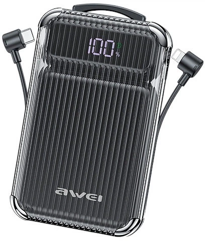 УМБ Awei P89K 10000mAh 38.5W USB-C/Lightning Black (6954284007665) - зображення 1