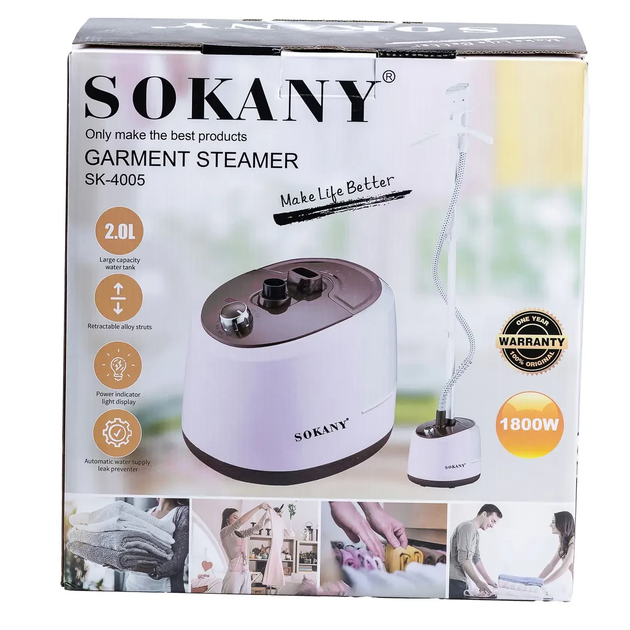 Напольный отпариватель для одежды Sokany SK4005P, 1800 Вт, резервуар 2 л, розовый, вертикальный, паровой удар - изображение 15
