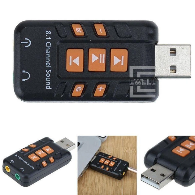 Звукова карта Ewell USB-SOUND Virtual 8.1 Channel (EW071) - Фото 5 Звукова карта Ewell USB-SOUND Virtual 8.1 Channel (EW071) - зображення 5