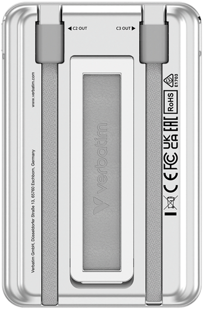 Павербанк Verbatim Charge 'n' Go 2C 5000 mAh 20 W Silver (23942322764) - зображення 3