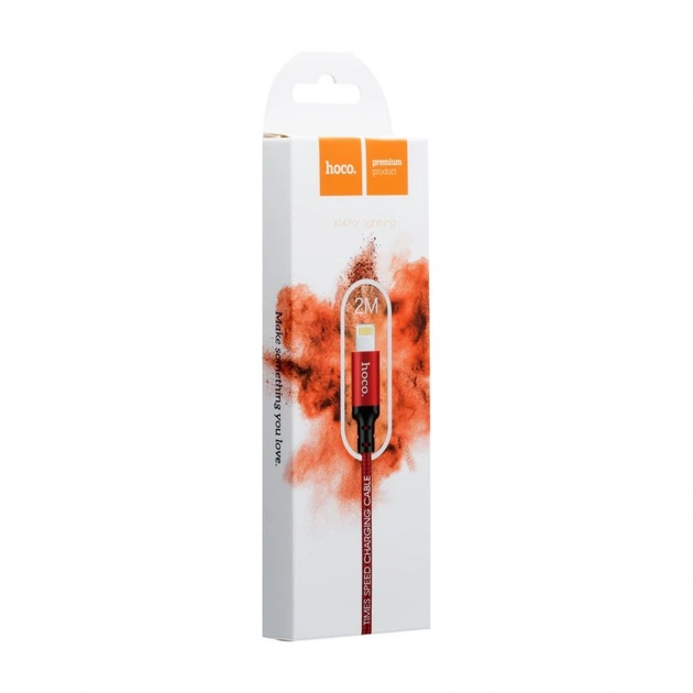 Кабель HOCO X14 USB to iP 2A, 2m, нілон, алюмінієві connectors Black-red (6957531062899) - зображення 2