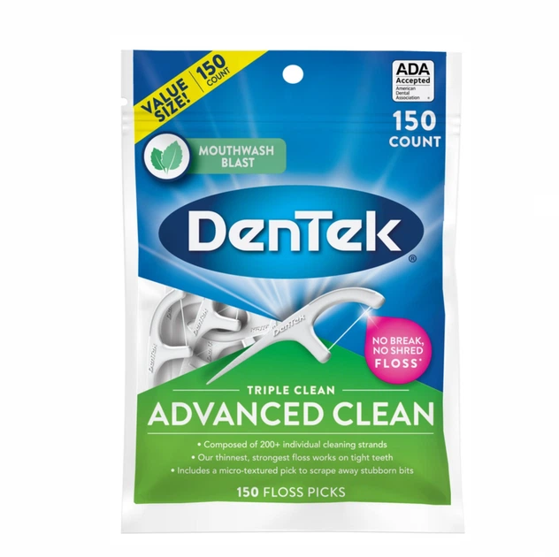 DenTek Advanced Clean флос-зубочистки (тройная очистка), 150 шт - изображение 3