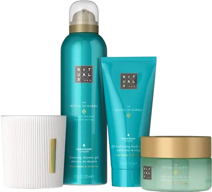 Zestaw Rituals The Ritual Of Karma Krem do ciała 100 ml + Peeling do ciała 125 ml + Żel pod prysznic 200 ml + Świeca zapachowa 140 g (8719134184525) (955555913838007) - Outlet - obraz 2