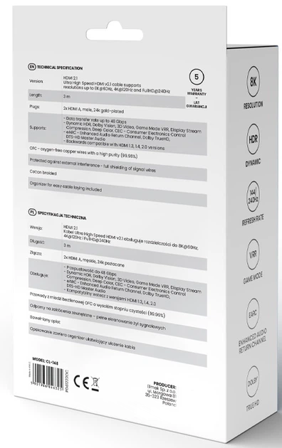 Kabel Savio CL-148 HDMI 3 m HDMI Type A Czarny, Niebieski (SAVKABELCL-148) (955555912469747) - Outlet - obraz 4