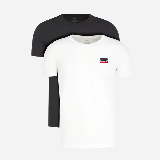 Набір футболок бавовняних довгих чоловічих Levi's Crewneck Graphic 79681-0000 M 2 шт Білий/Чорний (5400816407010) (955555910883519) - Уцінка - зображення 1