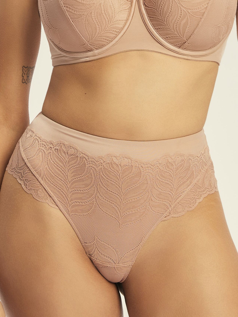Majtki brazyliany damskie z wysokim stanem Esotiq Korin 43587-84X S Beżowe (5903972613597) - obraz 1