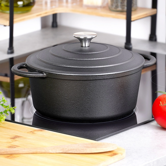 Каструля чавунна Vilde Cast Line з кришкою Чорна 2.6 л (5900670102279) - зображення 5