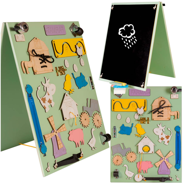 Сенсорно-маніпуляційна дошка Ikonka розкладана ферма зелена (5906395489008) - зображення 6
