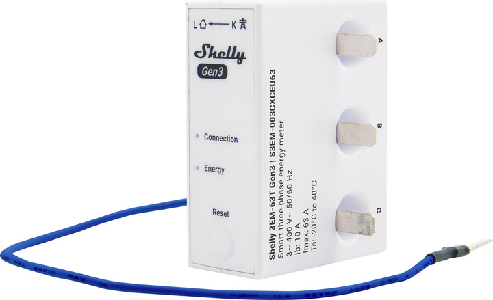 Miernik zużycia energii elektrycznej Shelly 3EM-63T Gen3 (3800235261941) - obraz 1