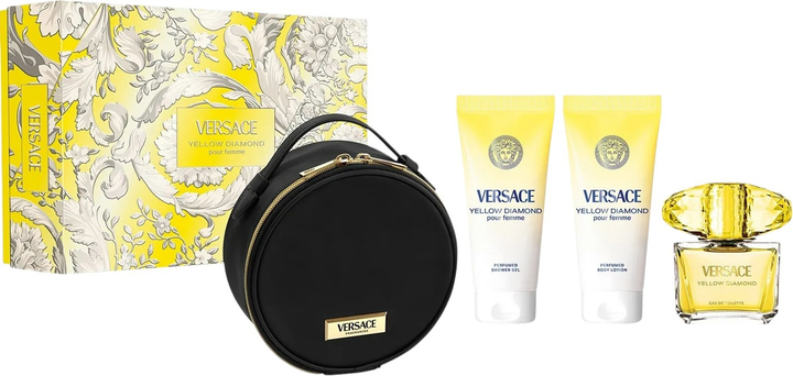 Zestaw damski Versace Yellow Diamond Woda toaletowa 90 ml + Żel pod prysznic 100 ml + Balsam do ciała 100 ml + Kosmetyczka (8011003902842) - obraz 1