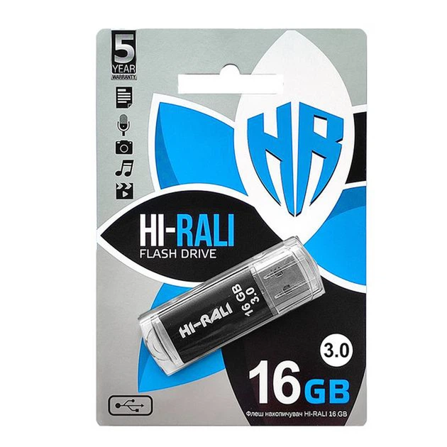 Флешка Hi-Rali 16GB USB3.0 Rocket чорна - Фото 1 Флешка Hi-Rali 16GB USB3.0 Rocket чорна - зображення 1