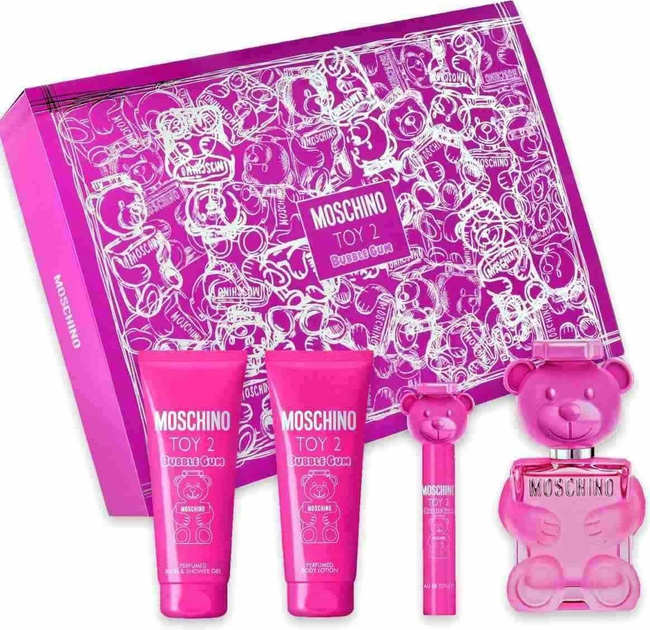 Набір для жінок Moschino Toy 2 Bubble Gum Туалетна вода 100 мл + Мініатюра Туалетна вода 10 мл + Лосьйон для тіла 100 мл + Гель для душу 100 мл (8011003903337) - зображення 2