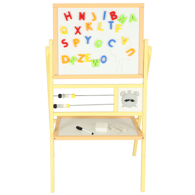 Дошка для крейди двостороння з рахівницею, годинником, полицею, персикового кольору, 30 x 56 x 90 см (5905325439403) - зображення 3