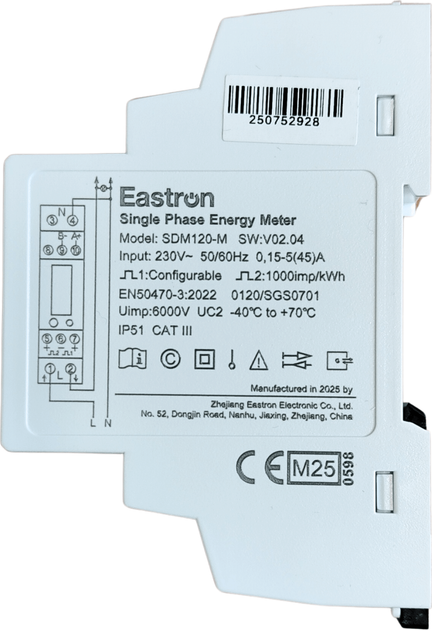 Licznik energii elektrycznej VCX jednofazowy z Modbus dwukierunkowy (SDM120M) - obraz 2