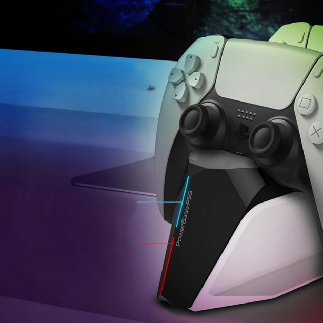 Подвійна зарядна станція Vertux Dual Dock для контролера PS5 Біла (6959144052557) - зображення 4