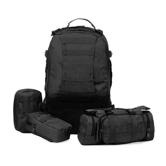 Рюкзак с подсумками B08 Black 55L - Фото 3 Рюкзак с подсумками B08 Black 55L - изображение 3