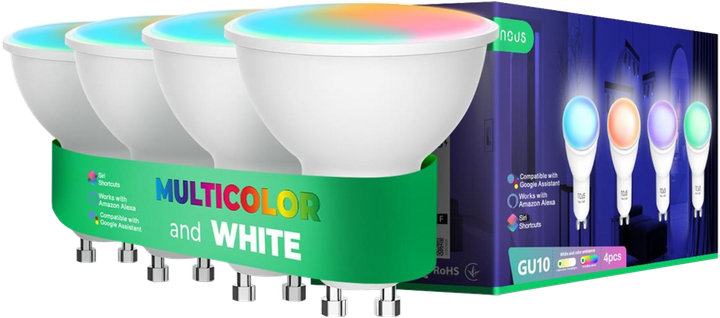 Inteligentna żarówka Nous Wi-Fi P8 RGB GU10 4 szt. (5907772033609) - obraz 1