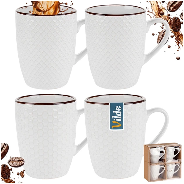 Zestaw kubków Vilde ceramicznych Białych 400 ml 4 szt (5904316481360) - obraz 3