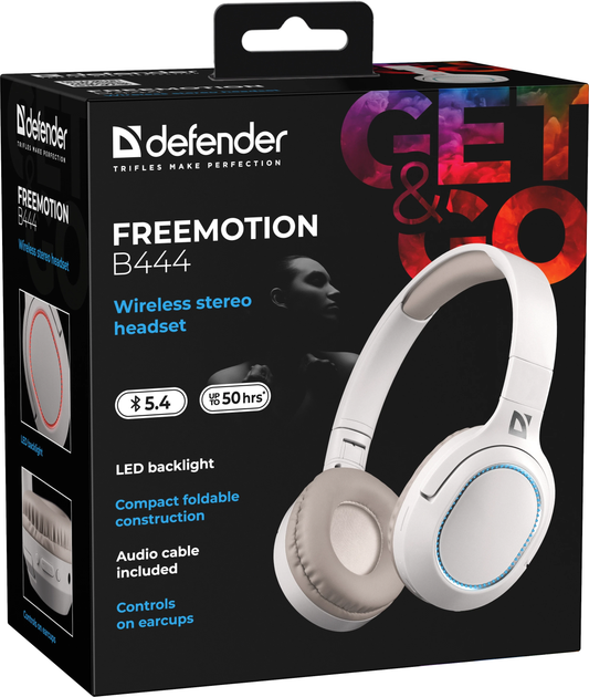 Słuchawki Defender FreeMotion B444 White LED Bluetooth (4745090829020) - obraz 10