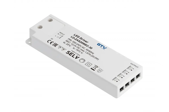 Трансформатор GTV SLIM EASY CLICK 12V 20W з проводом і miniAMP (00051582) - изображение 2