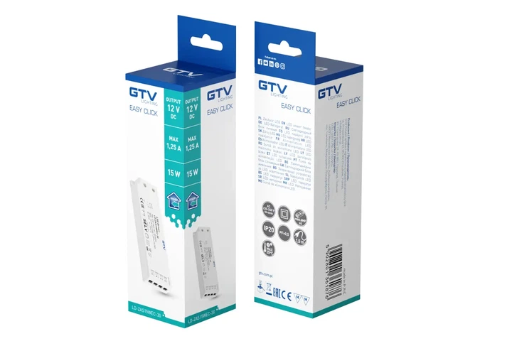 Трансформатор GTV SLIM EASY CLICK світильника LD-ZAS15WEC-30 12V 15W з проводом і miniAMP (00047804) - изображение 4