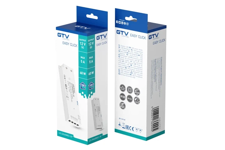 Трансформатор GTV SLIM EASY CLICK 12V 60W з проводом і miniAMP (00051584) - изображение 3