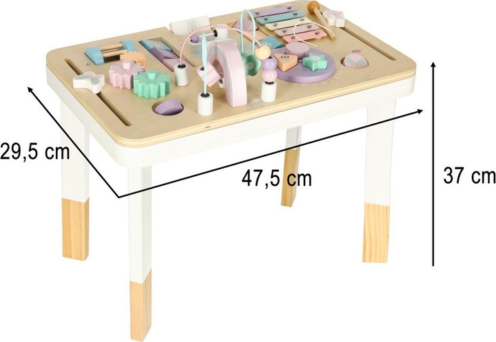 Drewniany stolik edukacyjny Ikonka LULILO LUDO sensoryczny 2w1 różowy (5903039751026) - obraz 7