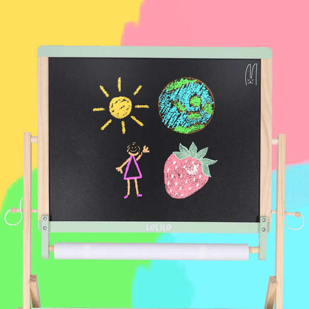 Tablica magnetyczna kredowa Ikonka LULILO Kredo dwustronna, kredy, markery, magnesy, kosze (5903039767096) - obraz 14