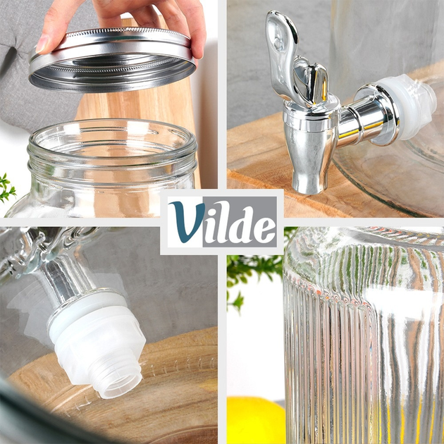 Скляна банка для напоїв Vilde з краником 6.2 л (5904316470968) - зображення 7