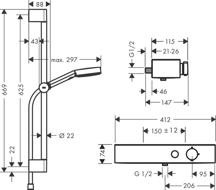 System prysznicowy z termostatem Hansgrohe Pulsify Select (24260000) - obraz 4