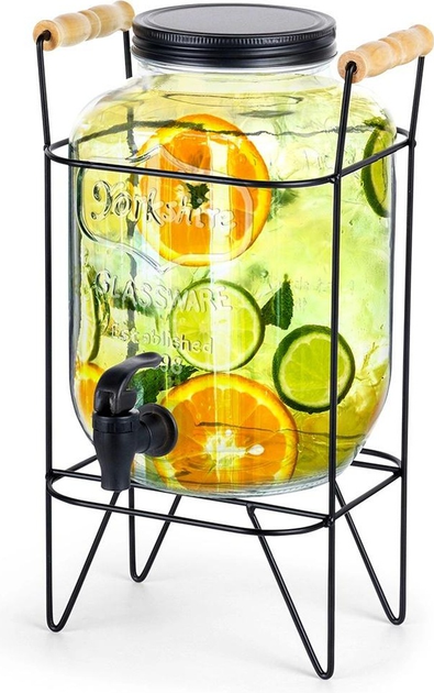 Скляна банка для напоїв Vilde з краником і підставкою Чорна 4.2 л (5904316470920) - зображення 2