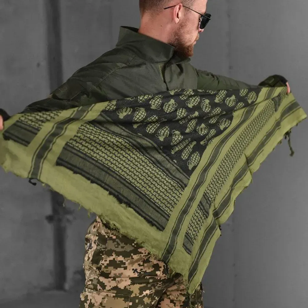 Универсальный Шарф Арафатка MIL-TEC с принтом "Граната" / Платок - Шемаг олива 110х110 см - изображение 5