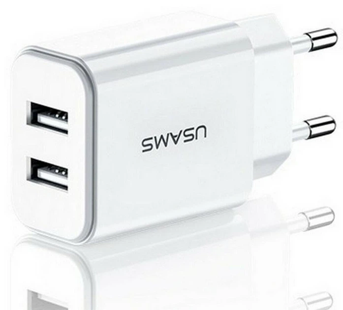 Сетевое зарядное устройство для Usams US-CC090 T24 2.1A Dual USB Travel Charger белый (6958444982588) - изображение 2