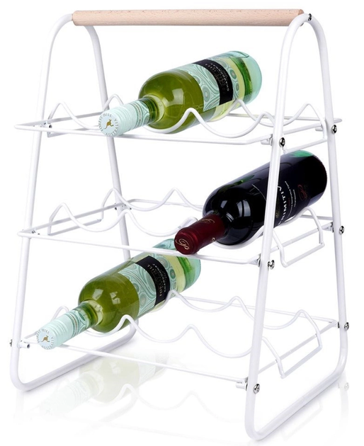 Підставка для вина Excellent Houseware металева на 9 пляшок Біла 33 x 29 x 46 см (8720573226486) - зображення 5