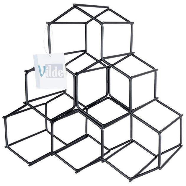 Підставка для вина Vilde металева на 6 пляшок Чорна 29.5 x 28.5 см (5904316422929) - зображення 1