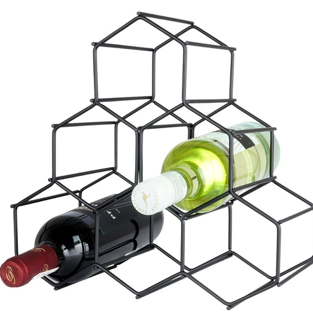 Підставка для вина Vilde металева на 6 пляшок Чорна 29.5 x 28.5 см (5904316422929) - зображення 4