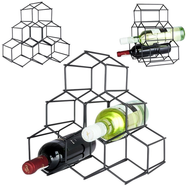 Підставка для вина Vilde металева на 6 пляшок Чорна 29.5 x 28.5 см (5904316422929) - зображення 6