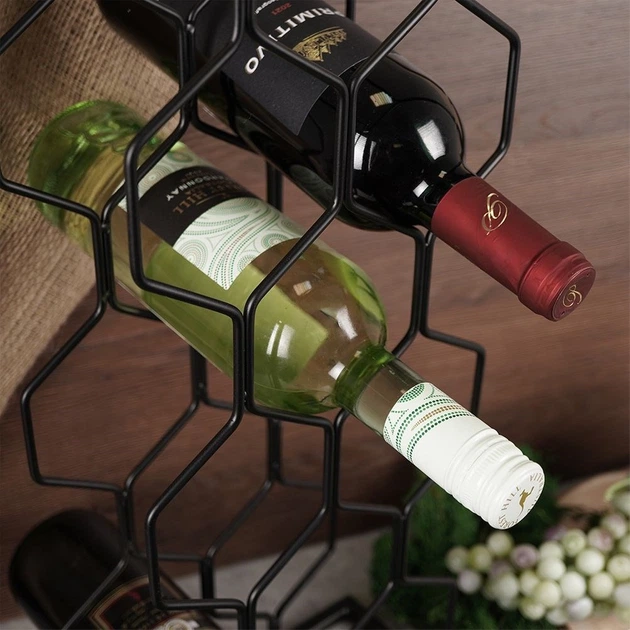 Stojak na wino Vilde metalowy na 8 butelek Czarny 23 x 48 cm (5904316404055) - obraz 7