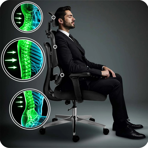 Офісне крісло Sofotel Talin з мікросітки Чорне (5903890629014) - зображення 12