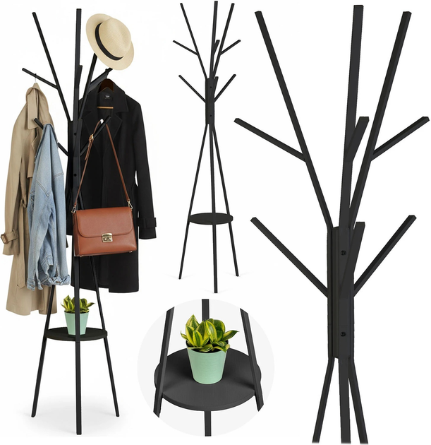 Wieszak na ubrania stojący Massido MS-869 metalowy z półką (5903890631376) - obraz 2