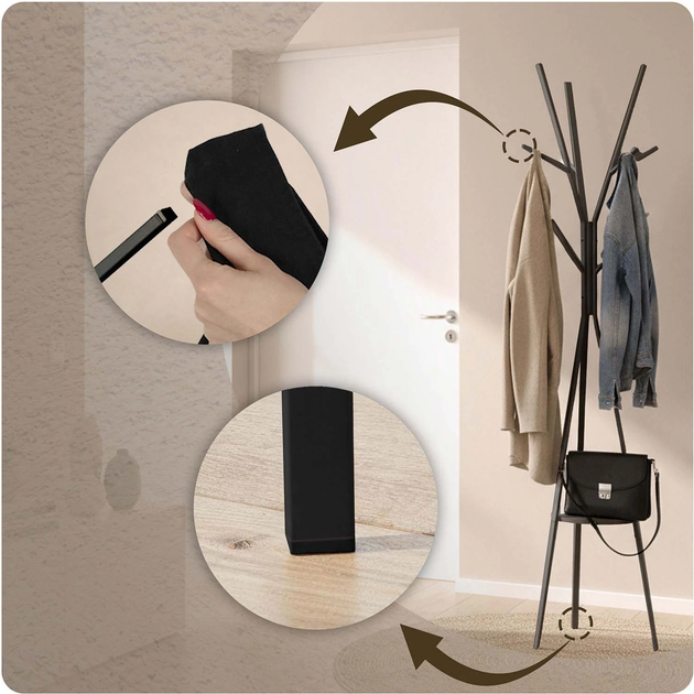 Wieszak na ubrania stojący Massido MS-869 metalowy z półką (5903890631376) - obraz 6