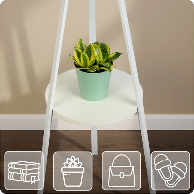 Wieszak na ubrania stojący Massido MS-869 metalowy z półką Biały (5903890631390) - obraz 6