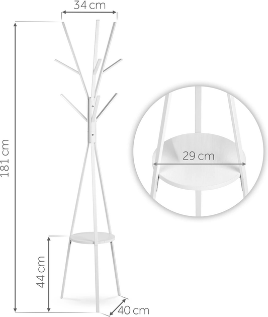 Wieszak na ubrania stojący Massido MS-869 metalowy z półką Biały (5903890631390) - obraz 11
