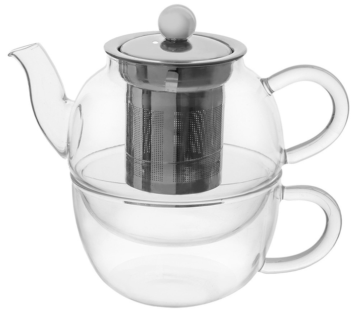 Чайник для заварювання Orion скляний з заварником і чашкою 300 / 350 мл Прозорий 2 елементи (8592381220976) - зображення 1